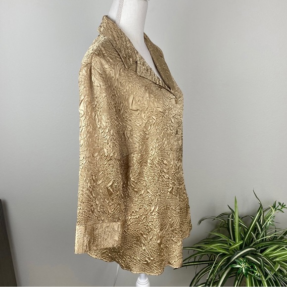 Cato Woman’s Plus Size 18/20W Button Up Gold Brocade Blazer 3/4 Sleeves EUC - Picture 4 of 12